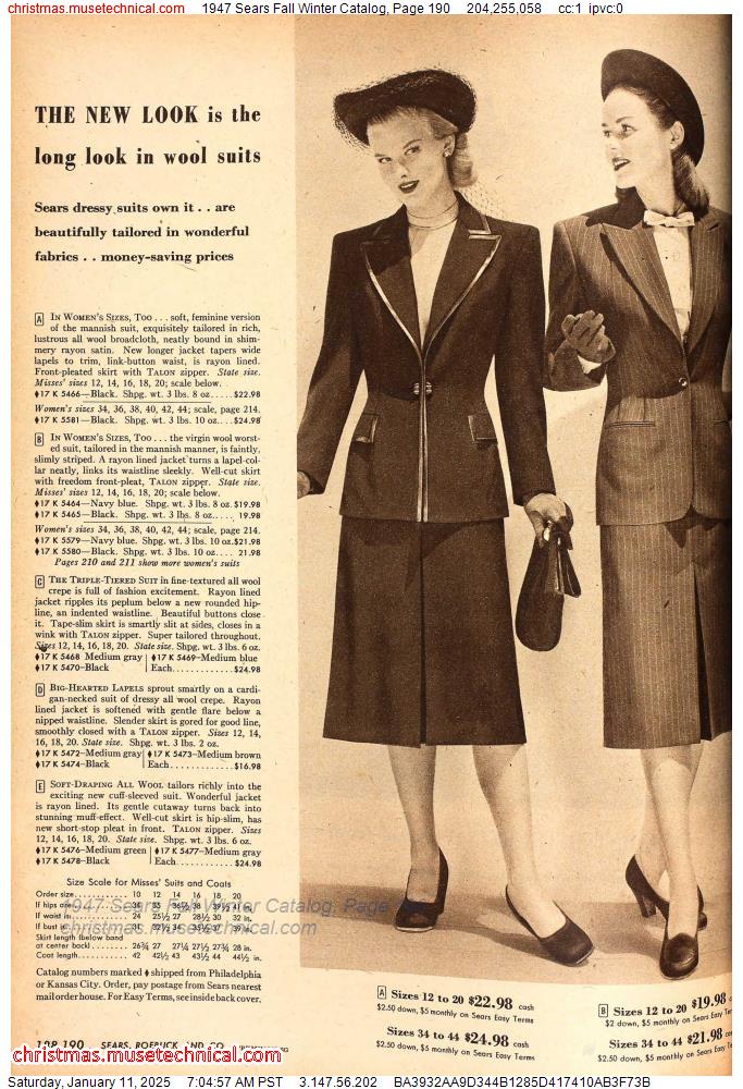 1947 Sears Fall Winter Catalog, Page 190