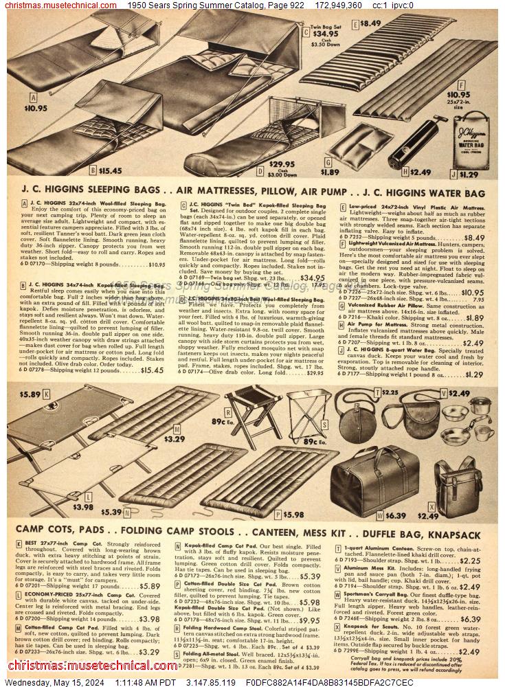 1950 Sears Spring Summer Catalog, Page 922