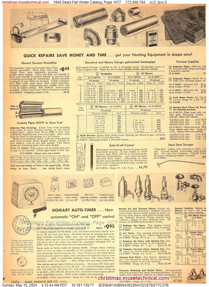 1948 Sears Fall Winter Catalog, Page 1077