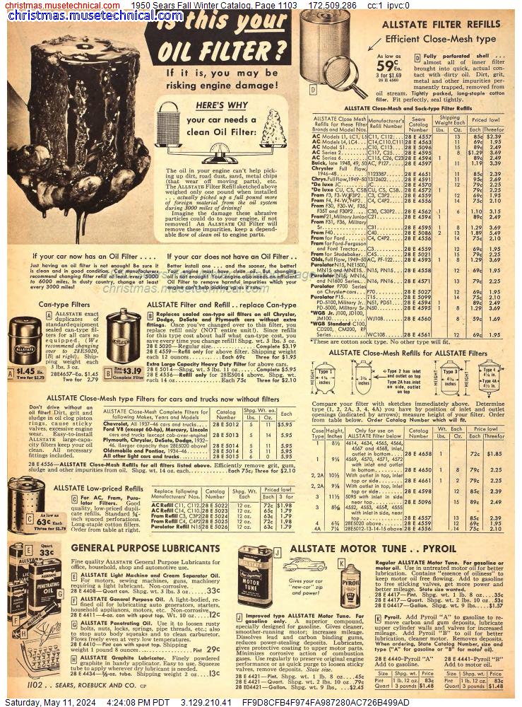 1950 Sears Fall Winter Catalog, Page 1103