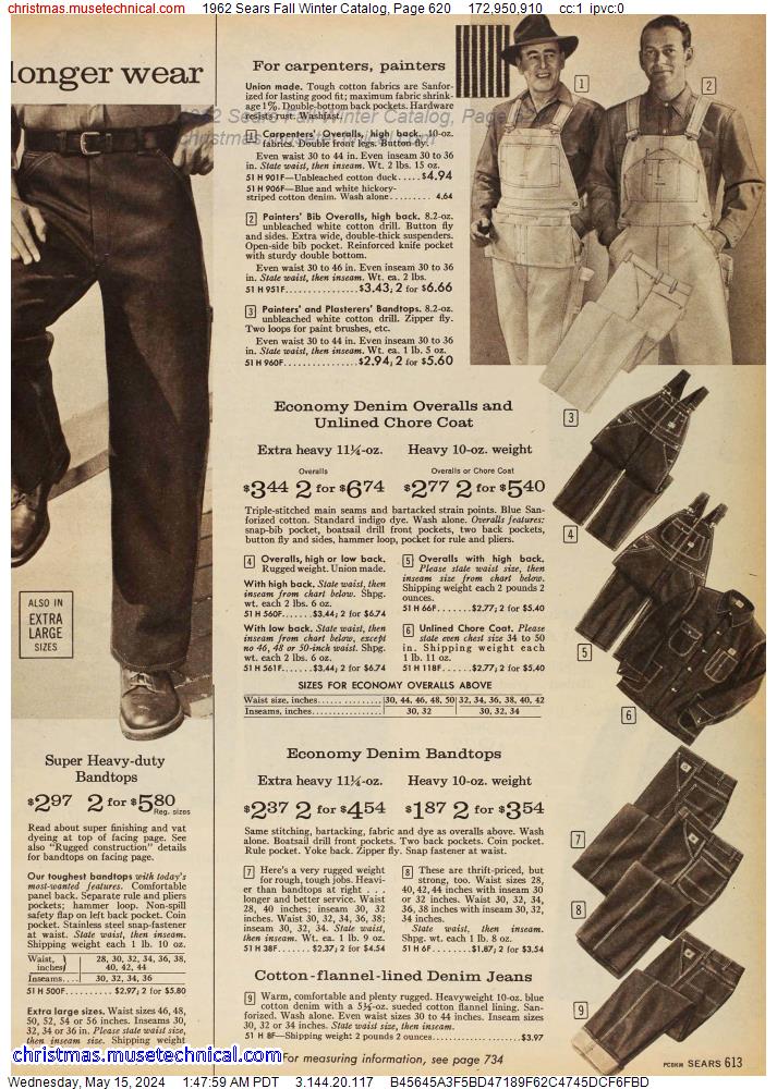 1962 Sears Fall Winter Catalog, Page 620
