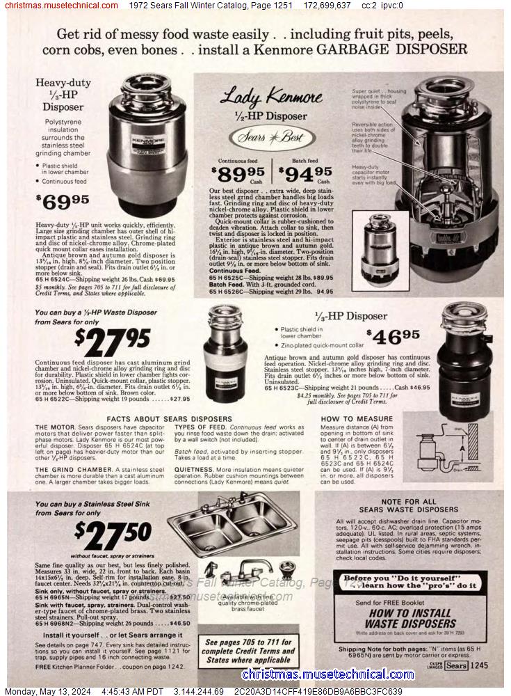 1972 Sears Fall Winter Catalog, Page 1251