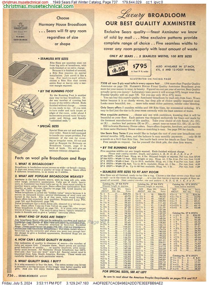 1949 Sears Fall Winter Catalog, Page 737