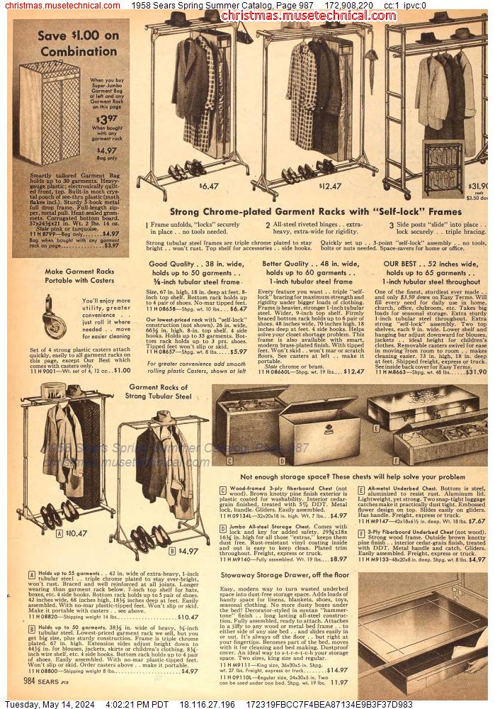 1958 Sears Spring Summer Catalog, Page 987