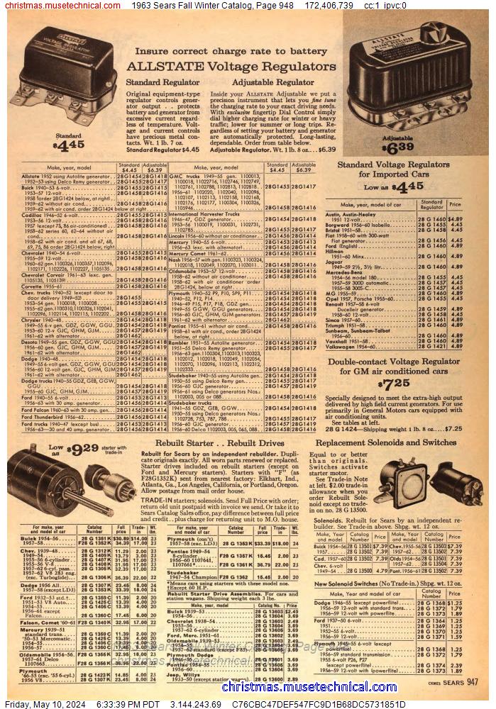 1963 Sears Fall Winter Catalog, Page 948