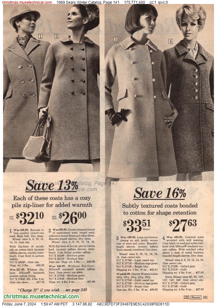 1969 Sears Winter Catalog, Page 141