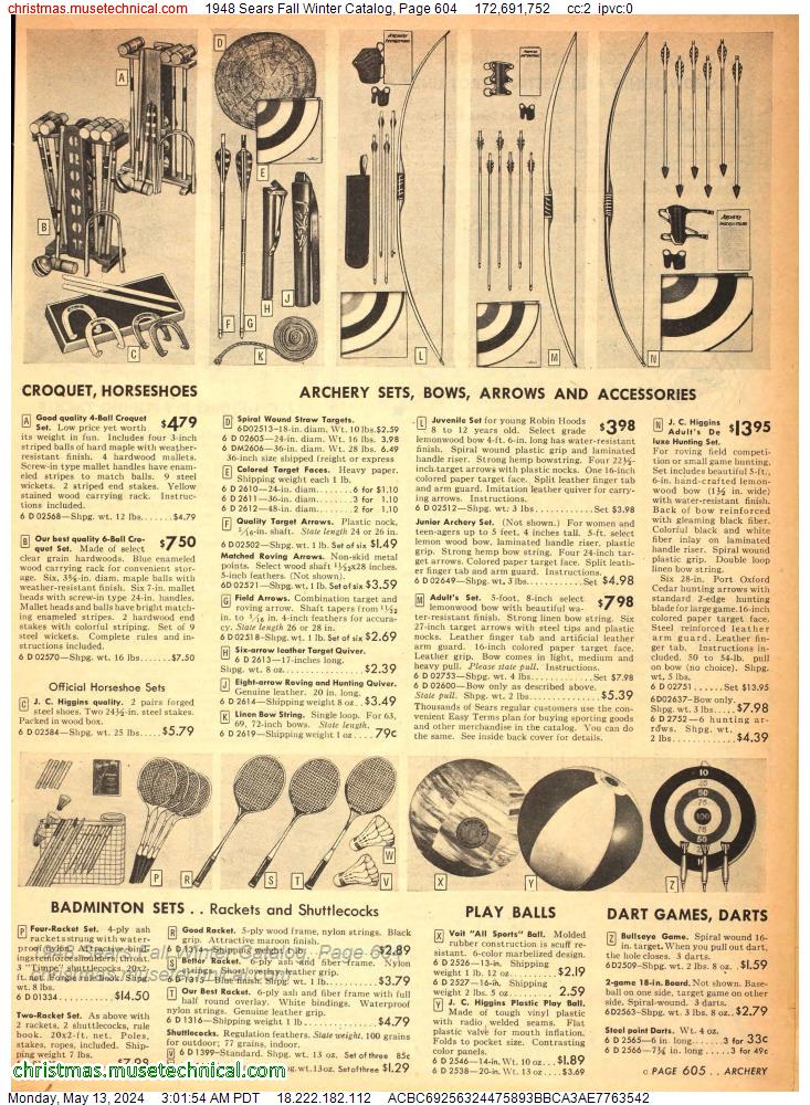 1948 Sears Fall Winter Catalog, Page 604