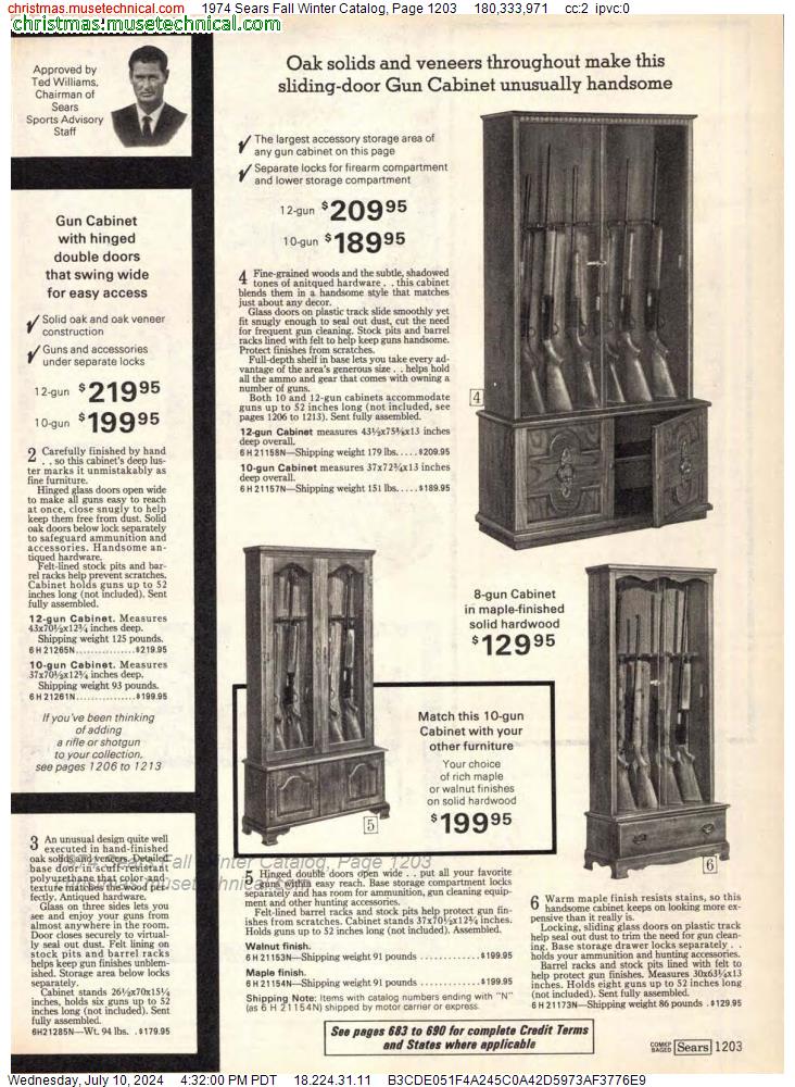 1974 Sears Fall Winter Catalog, Page 1203