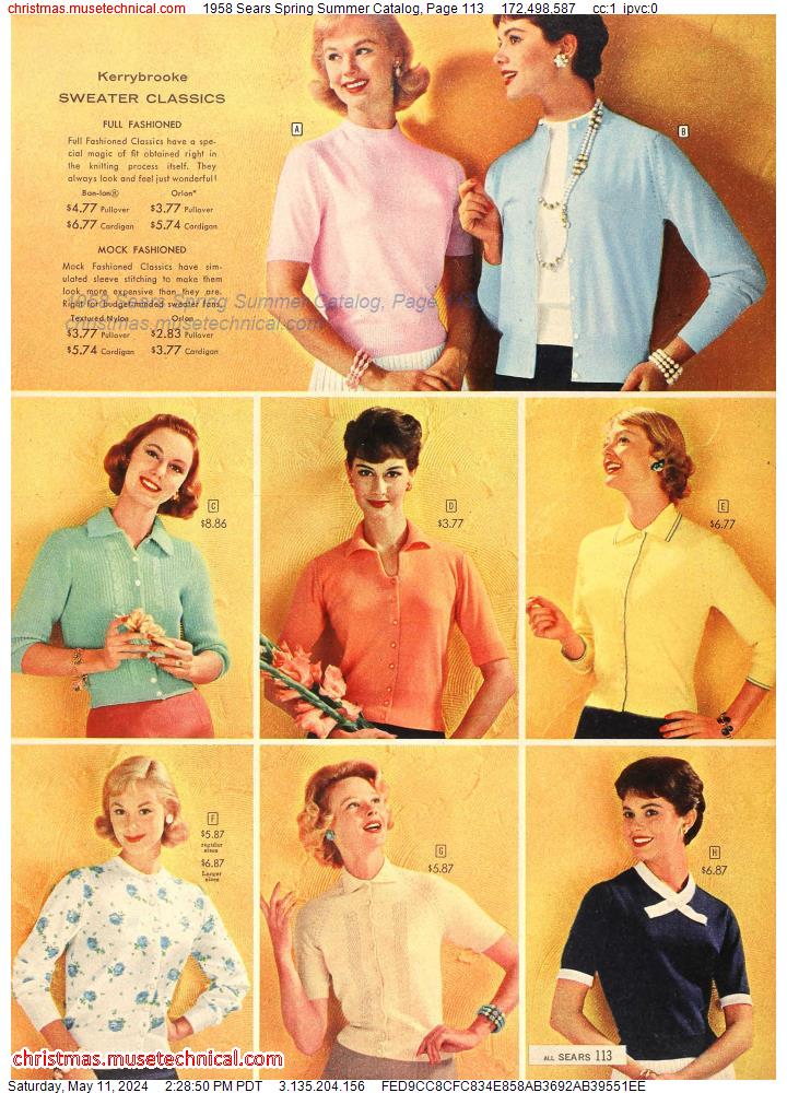1958 Sears Spring Summer Catalog, Page 113