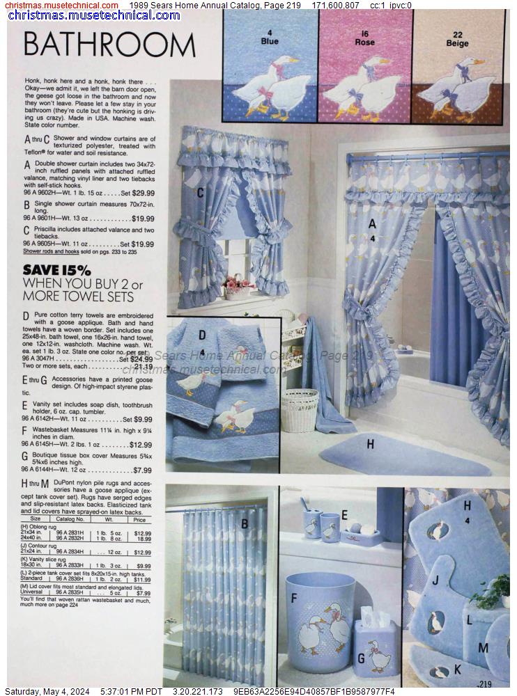 1989 Sears Home Annual Catalog, Page 219