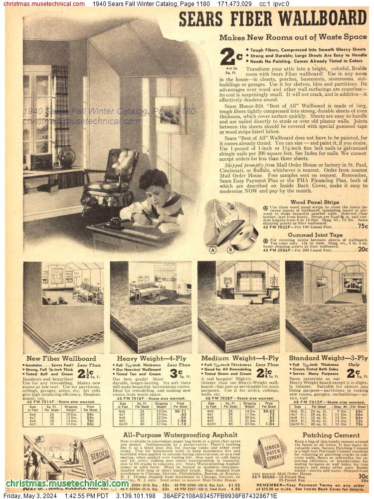 1940 Sears Fall Winter Catalog, Page 1180
