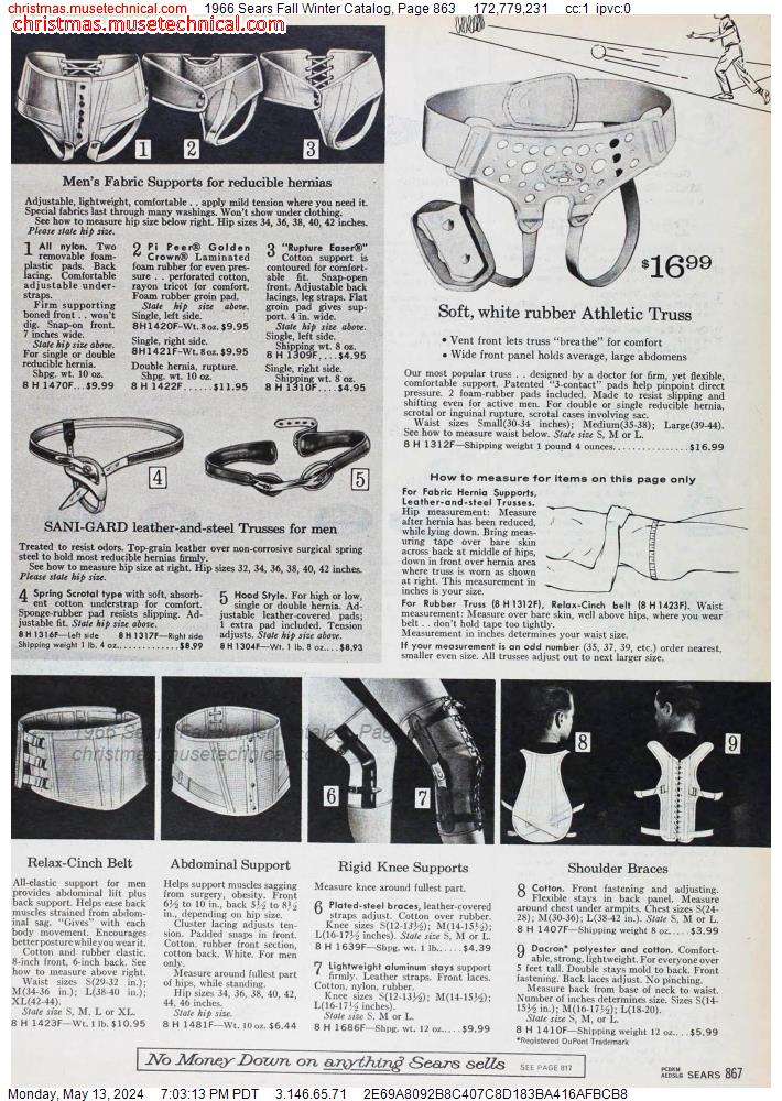 1966 Sears Fall Winter Catalog, Page 863