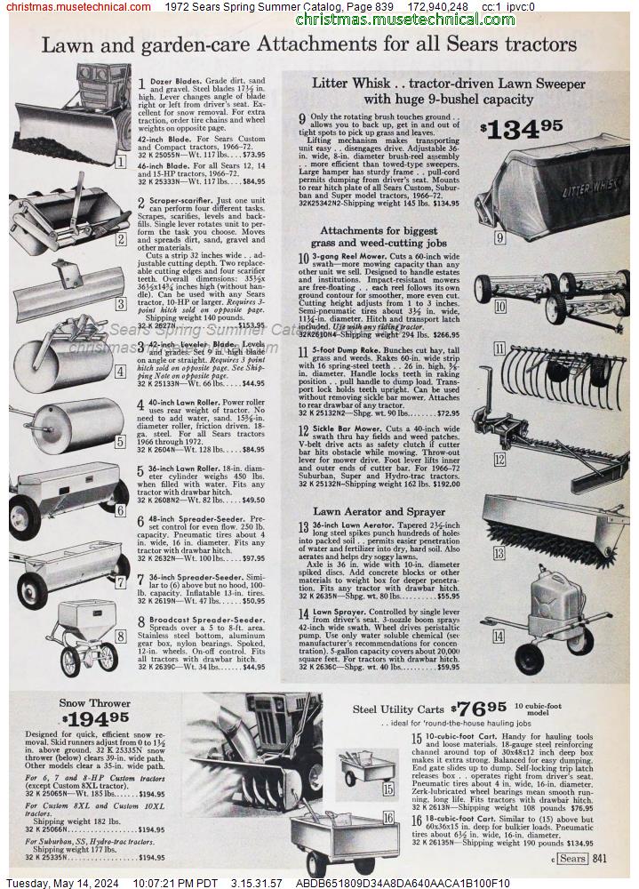 1972 Sears Spring Summer Catalog, Page 839