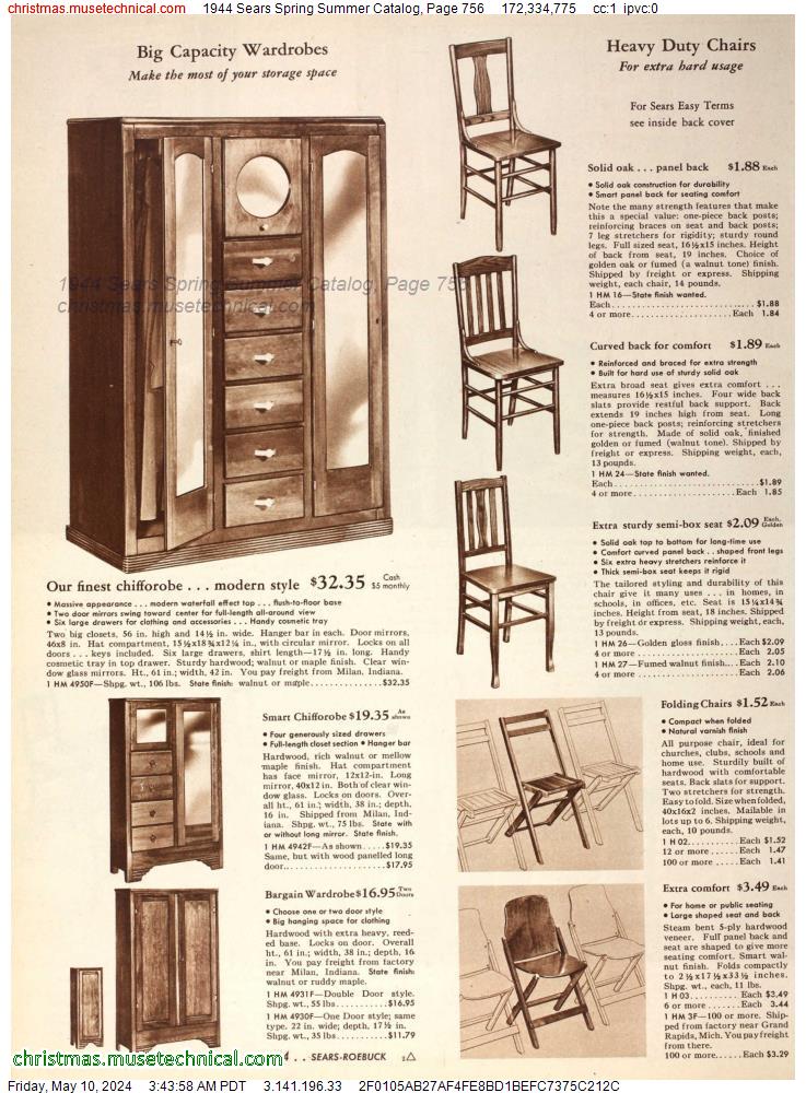 1944 Sears Spring Summer Catalog, Page 756