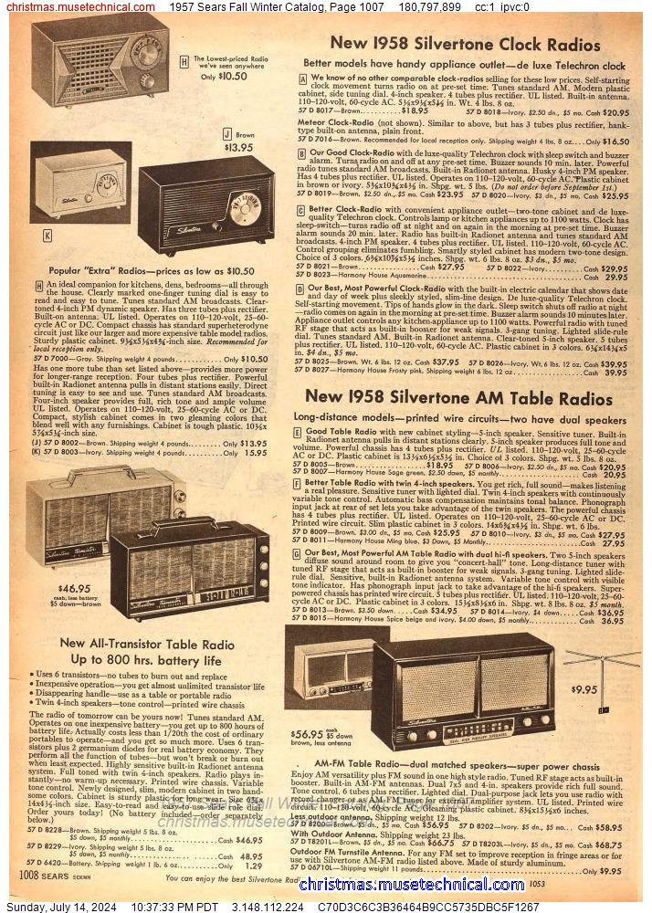 1957 Sears Fall Winter Catalog, Page 1007