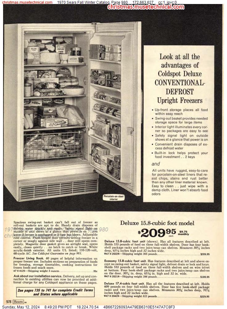 1970 Sears Fall Winter Catalog, Page 980