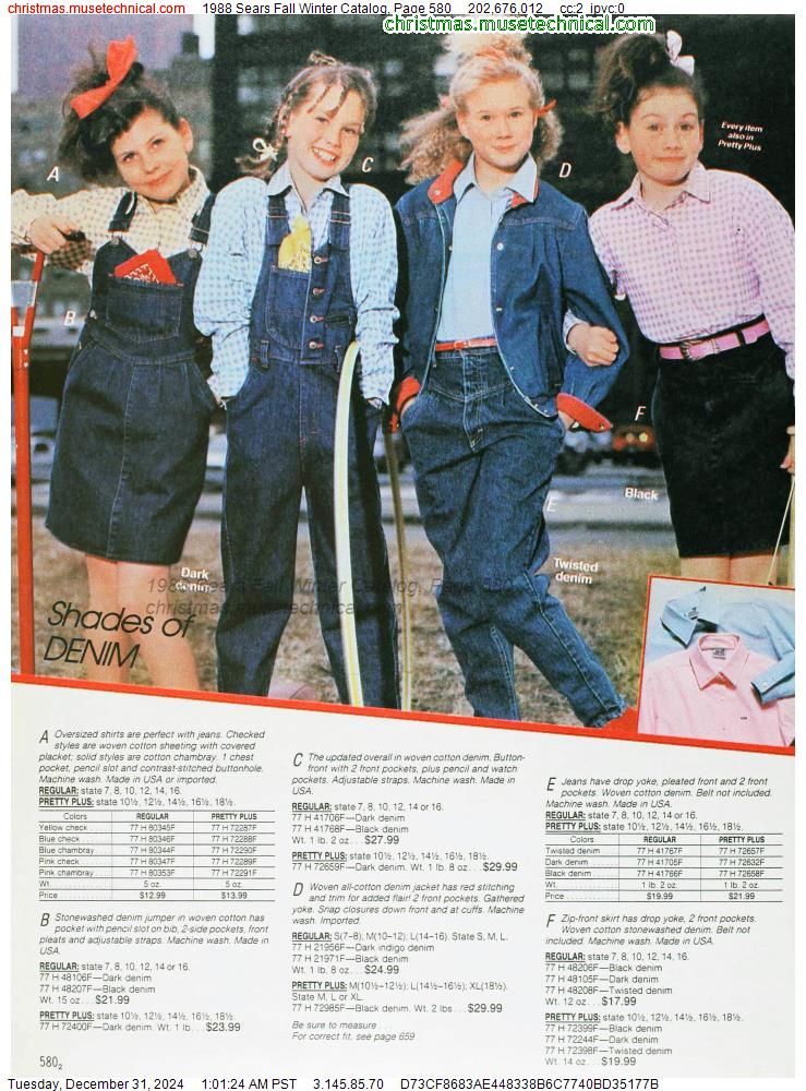 1988 Sears Fall Winter Catalog, Page 580