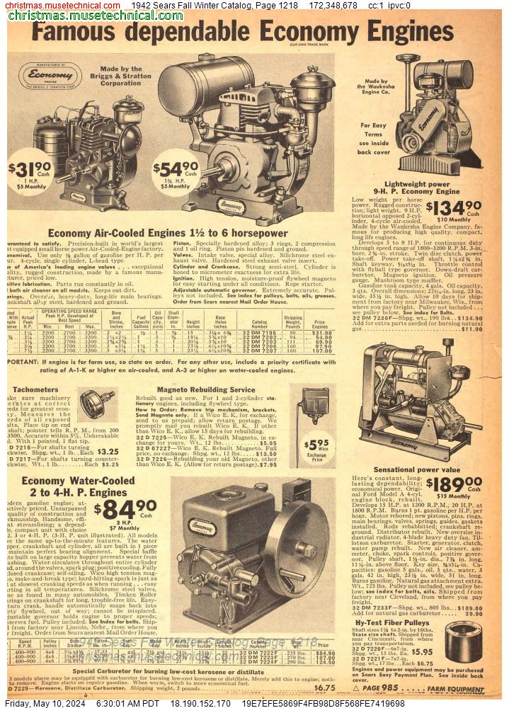 1942 Sears Fall Winter Catalog, Page 1218