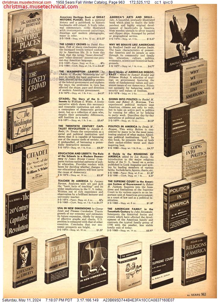 1958 Sears Fall Winter Catalog, Page 963