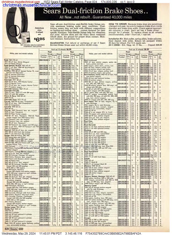 1972 Sears Fall Winter Catalog, Page 834