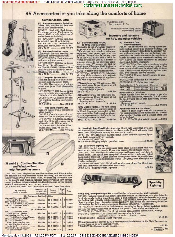 1981 Sears Fall Winter Catalog, Page 779