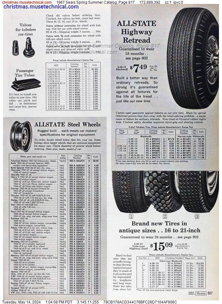 1967 Sears Spring Summer Catalog, Page 817
