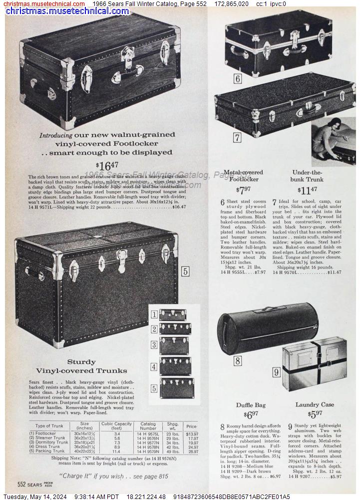 1966 Sears Fall Winter Catalog, Page 552