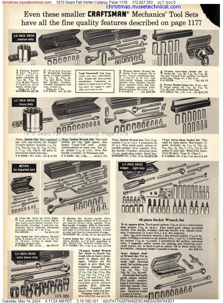 1970 Sears Fall Winter Catalog, Page 1176