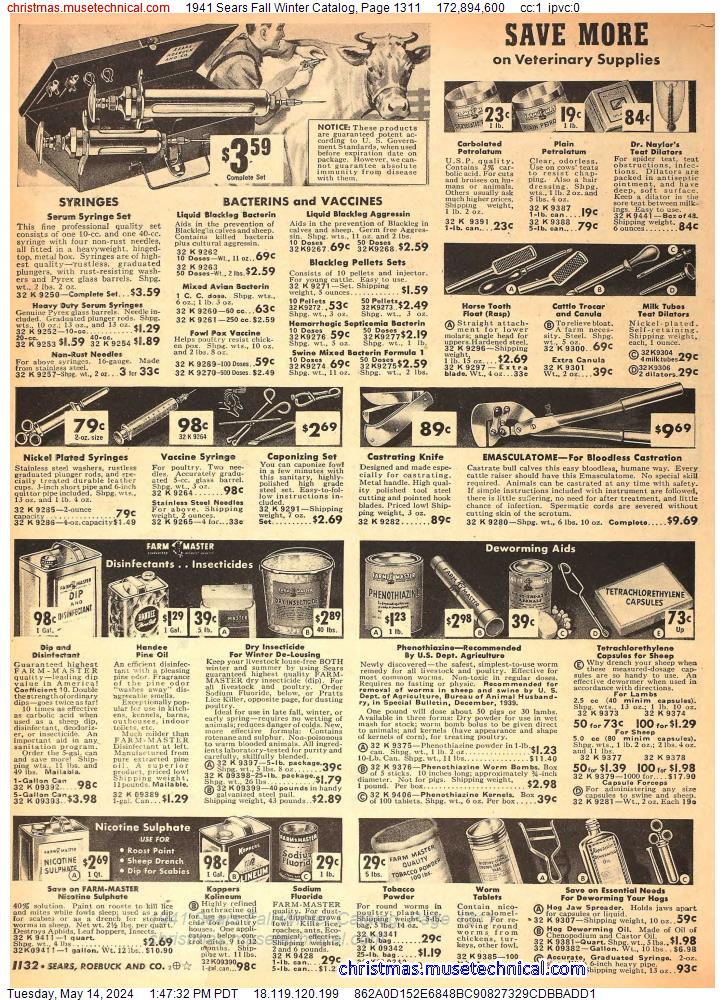 1941 Sears Fall Winter Catalog, Page 1311