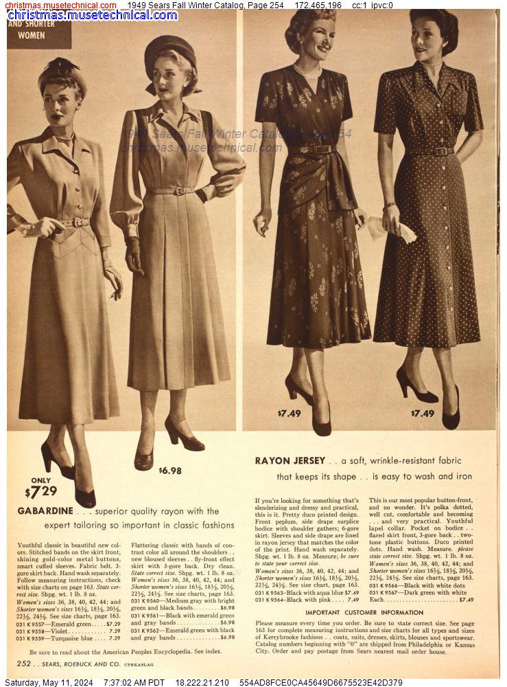 1949 Sears Fall Winter Catalog, Page 254