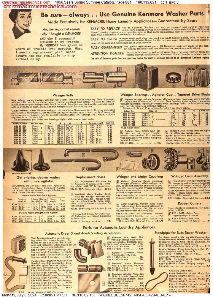 1956 Sears Spring Summer Catalog, Page 881