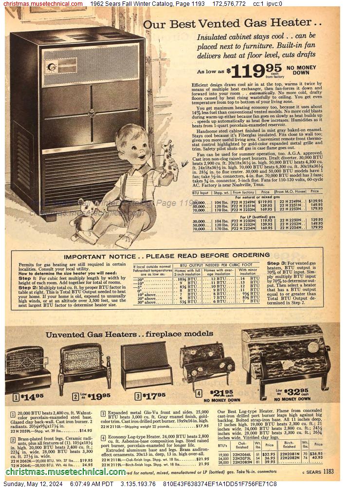 1962 Sears Fall Winter Catalog, Page 1193
