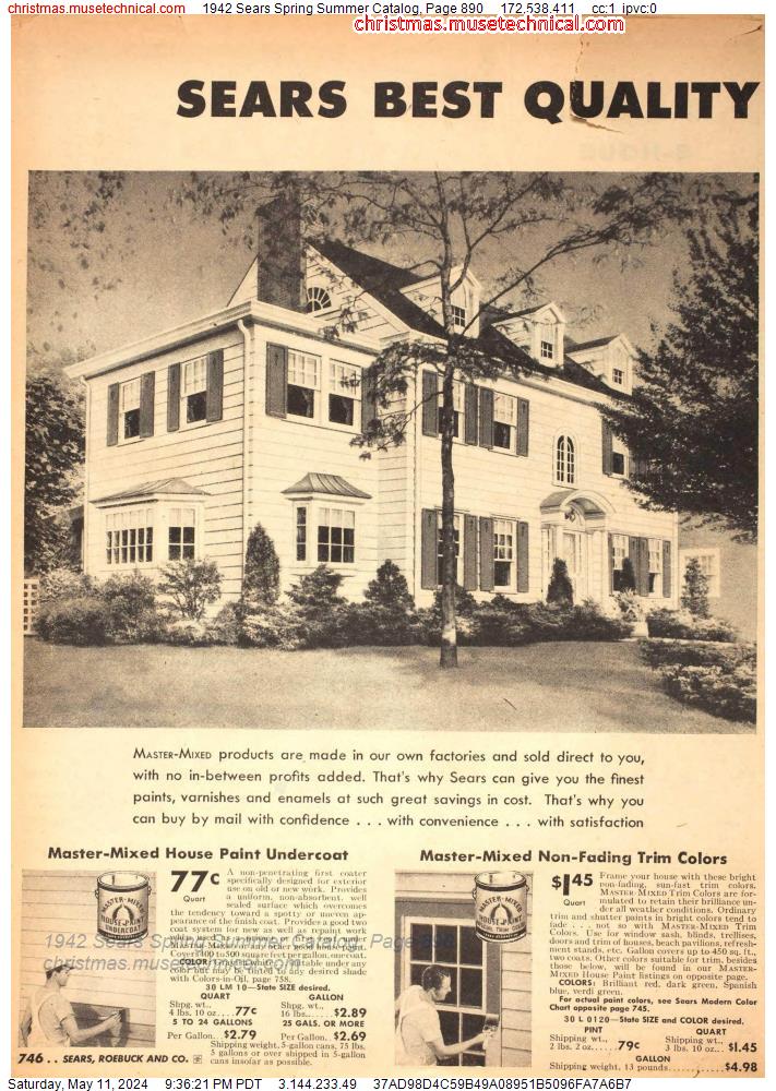1942 Sears Spring Summer Catalog, Page 890