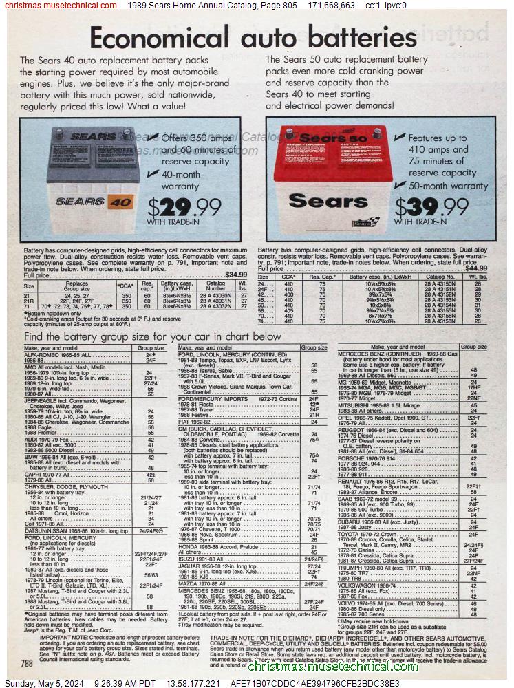 1989 Sears Home Annual Catalog, Page 805