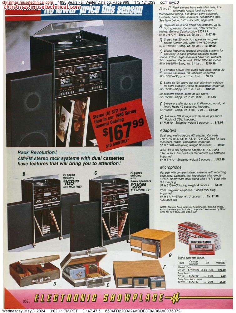 1986 Sears Fall Winter Catalog, Page 968