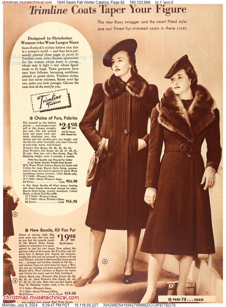 1940 Sears Fall Winter Catalog, Page 82