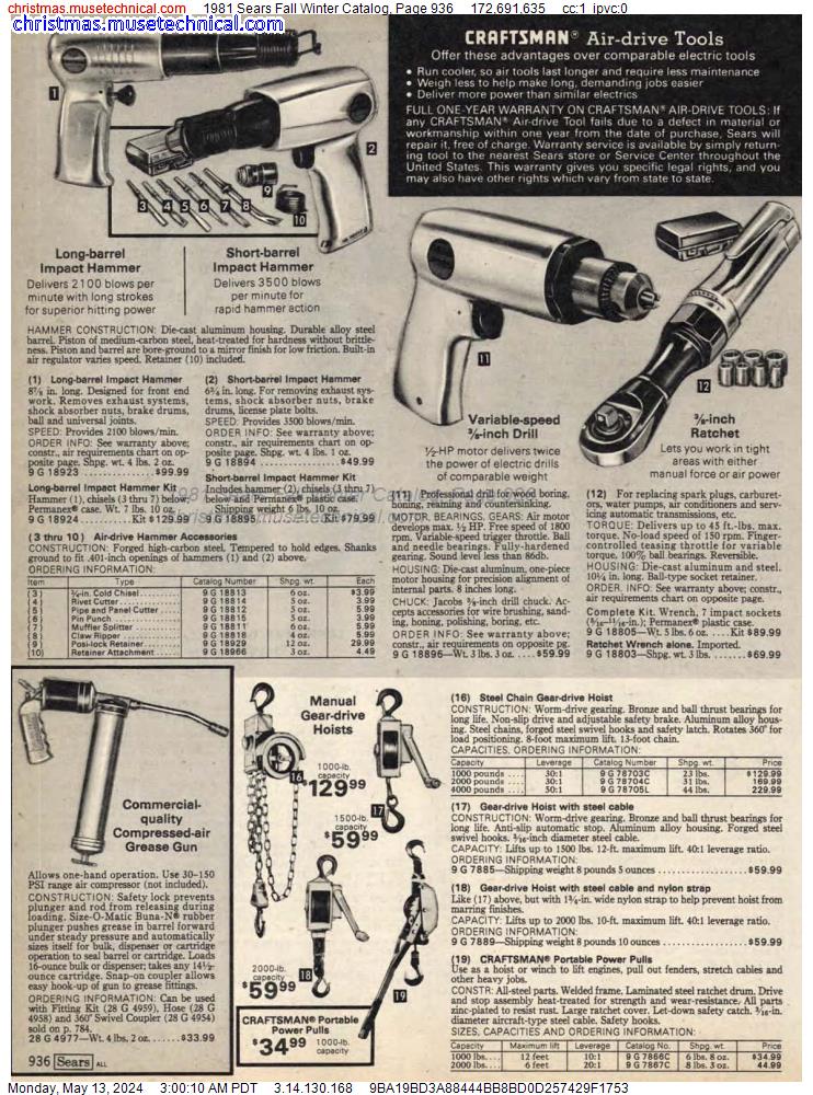 1981 Sears Fall Winter Catalog, Page 936