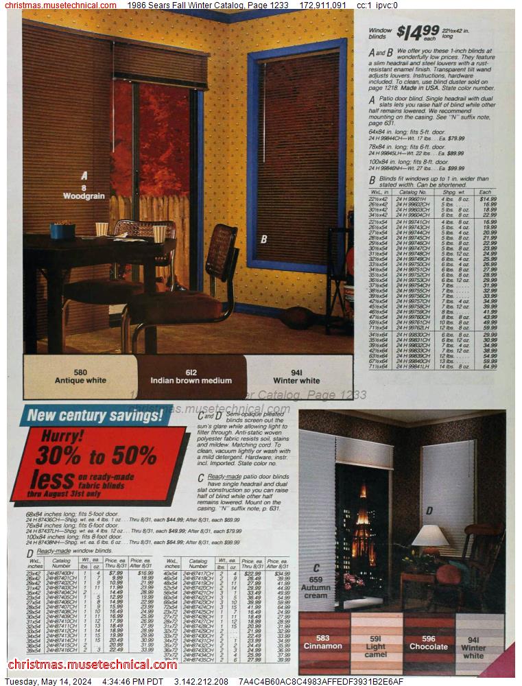 1986 Sears Fall Winter Catalog, Page 1233