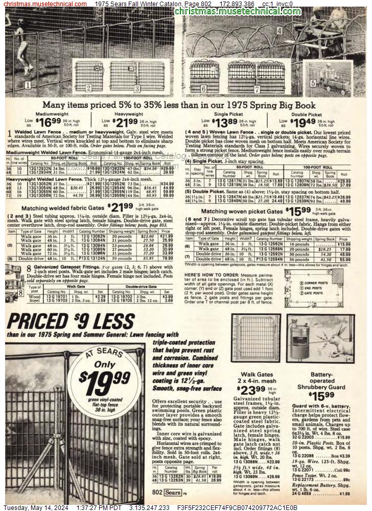 1975 Sears Fall Winter Catalog, Page 802