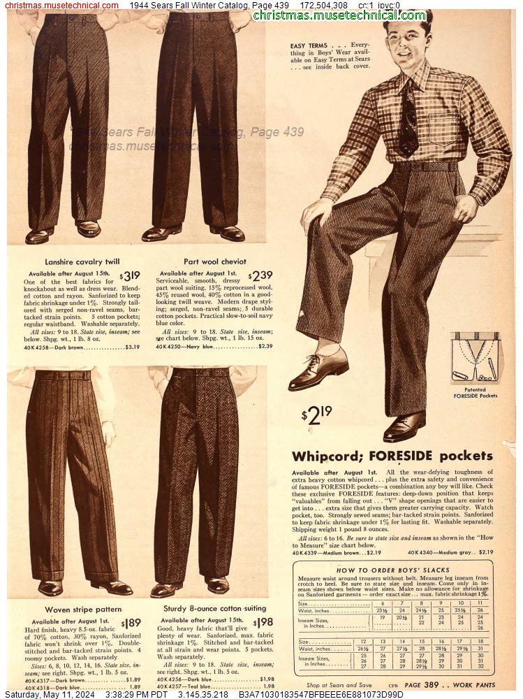 1944 Sears Fall Winter Catalog, Page 439