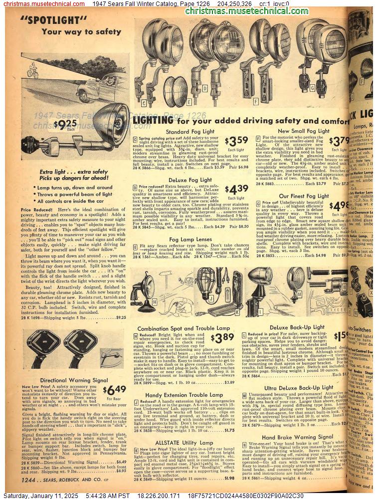 1947 Sears Fall Winter Catalog, Page 1226