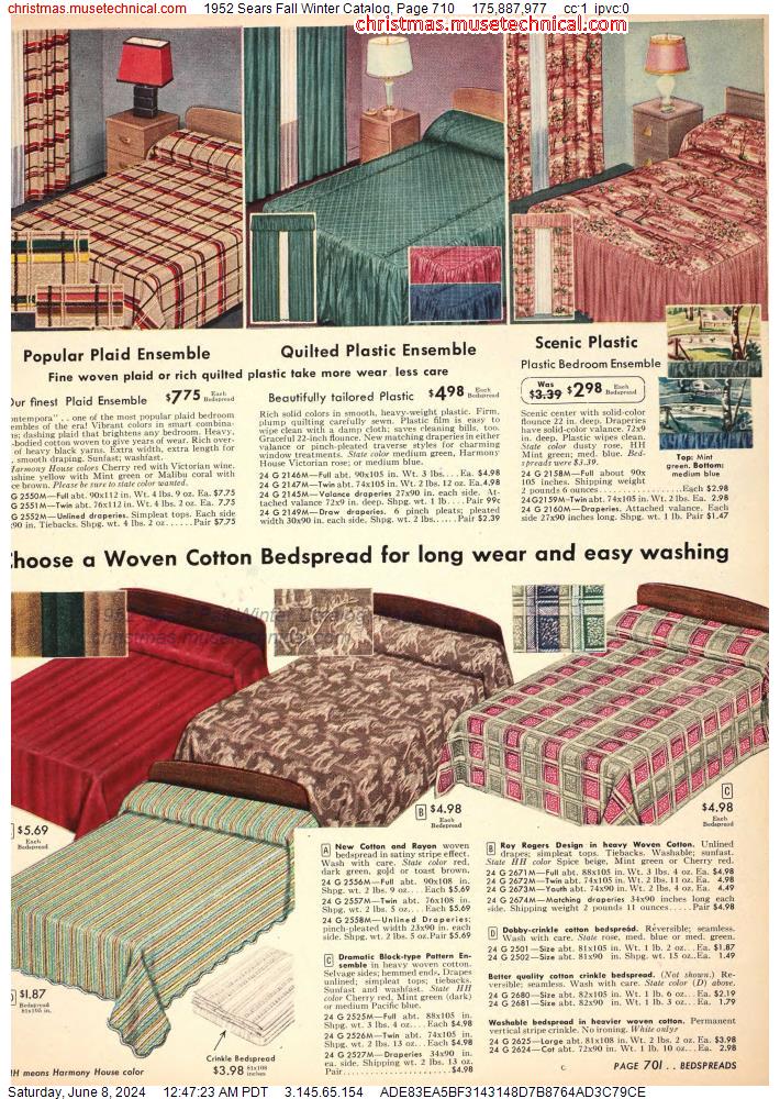 1952 Sears Fall Winter Catalog, Page 710