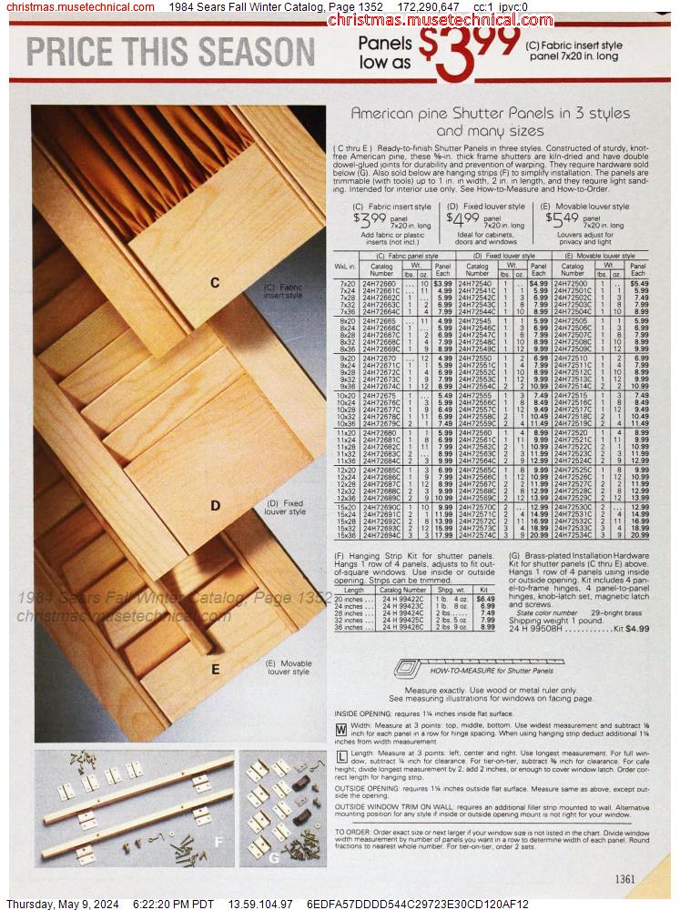 1984 Sears Fall Winter Catalog, Page 1352