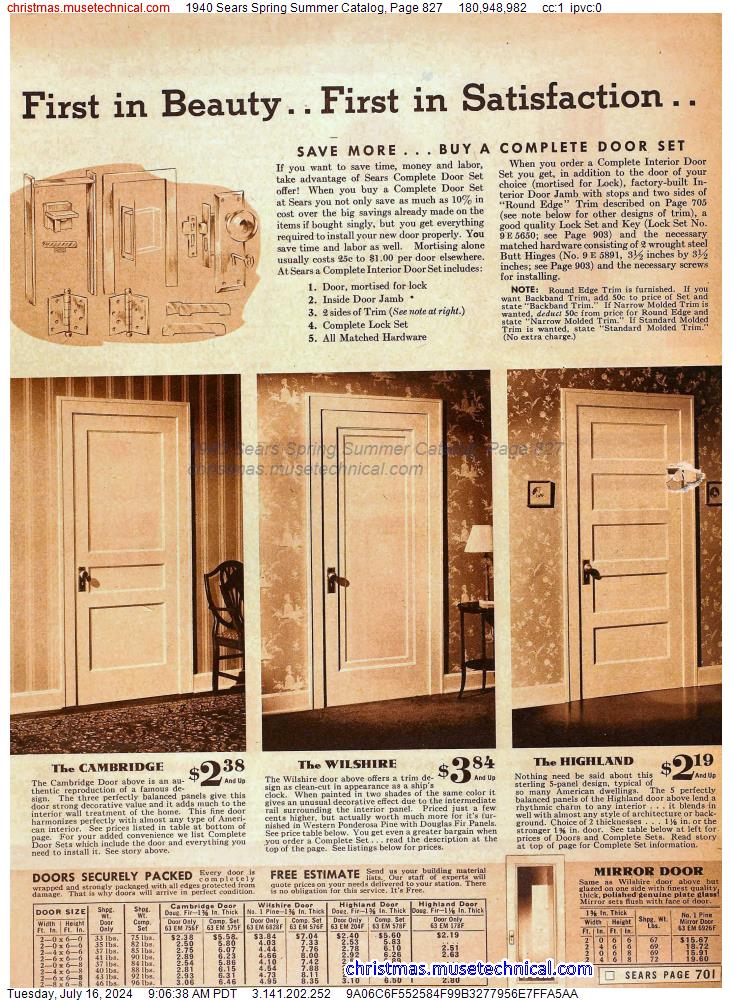 1940 Sears Spring Summer Catalog, Page 827