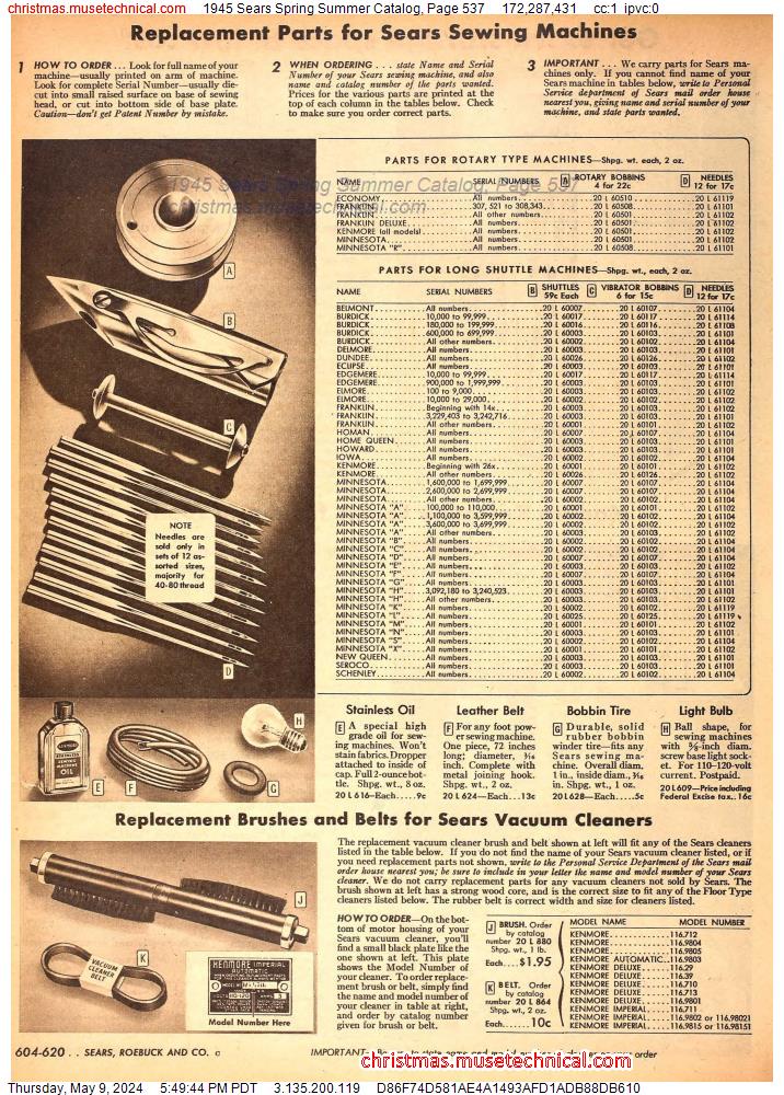 1945 Sears Spring Summer Catalog, Page 537