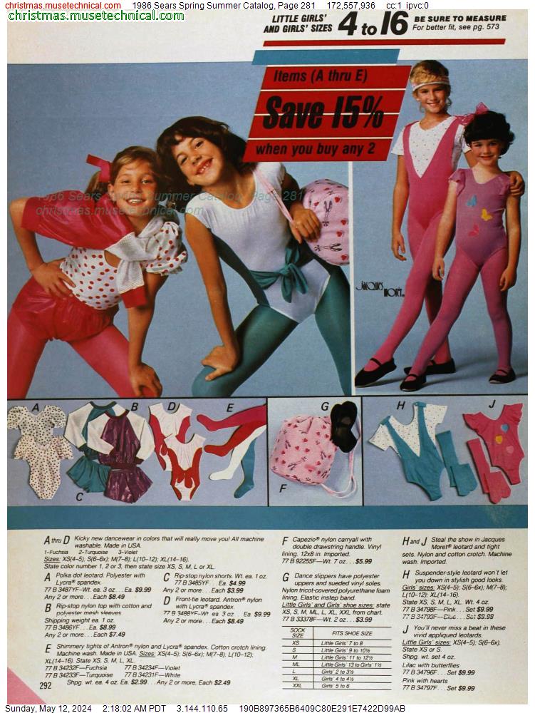 1986 Sears Spring Summer Catalog, Page 281