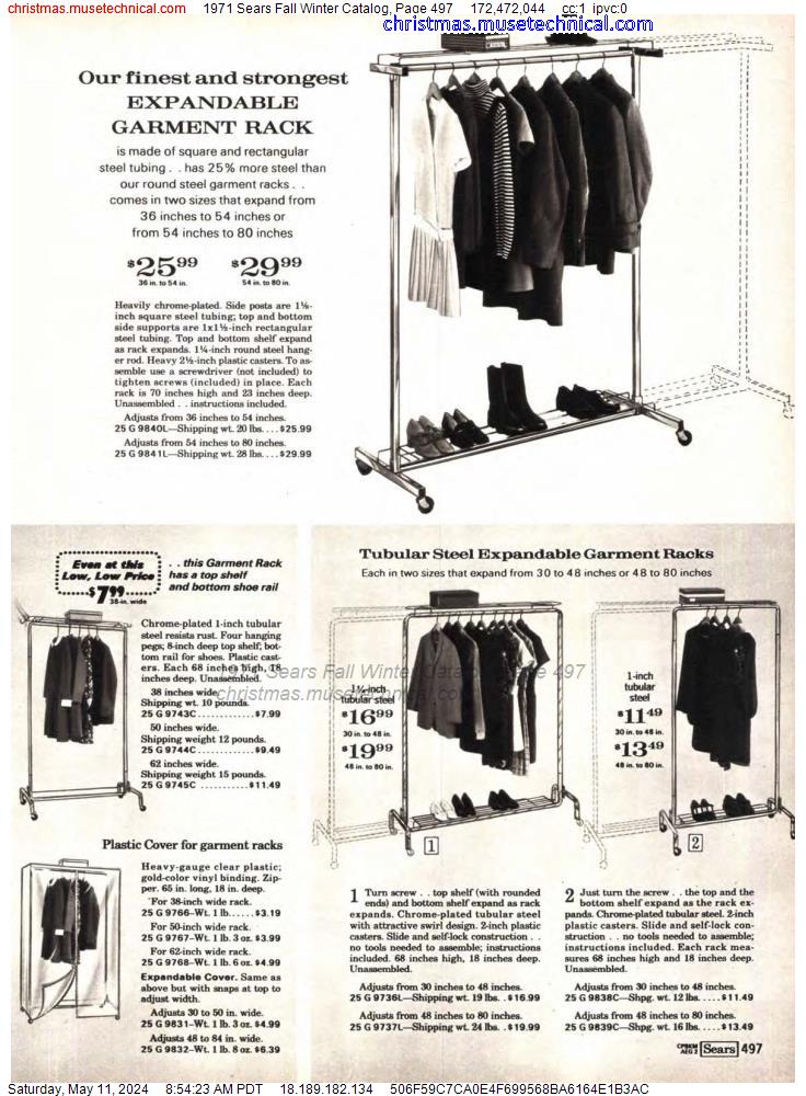 1971 Sears Fall Winter Catalog, Page 497