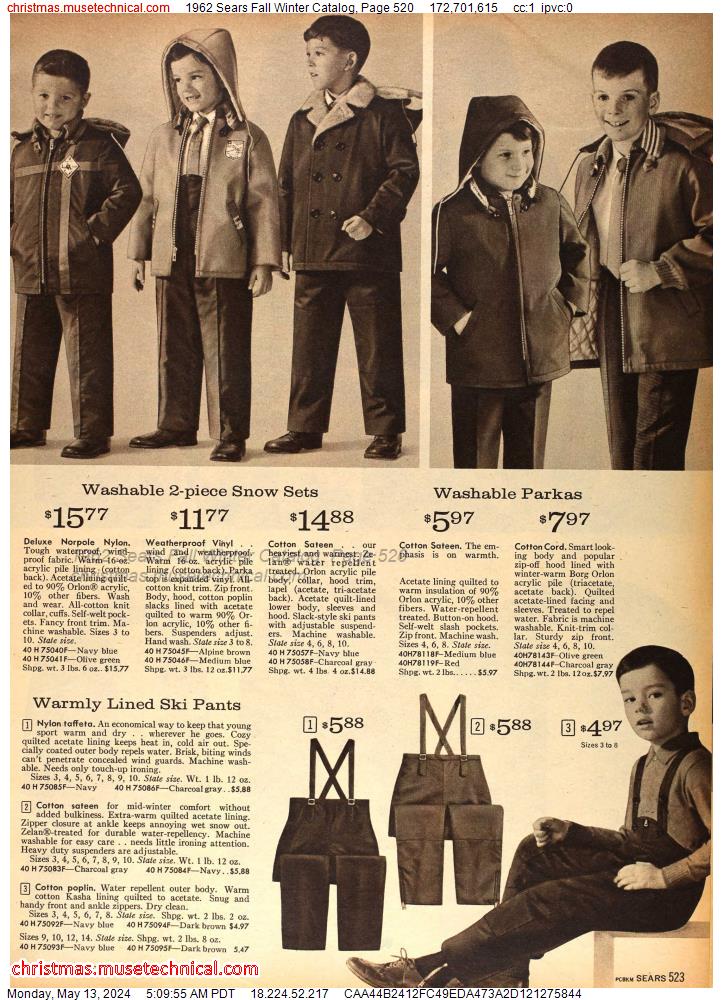 1962 Sears Fall Winter Catalog, Page 520