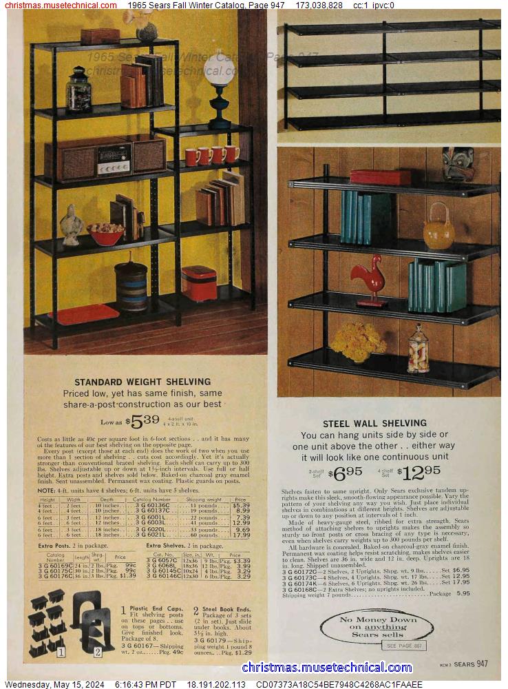 1965 Sears Fall Winter Catalog, Page 947