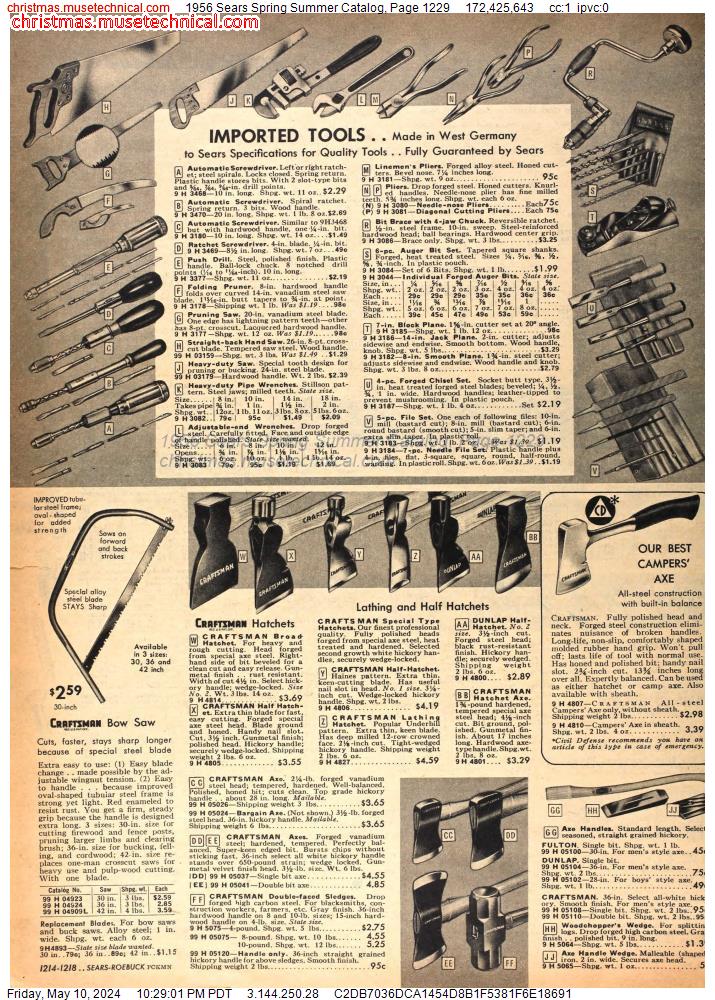 1956 Sears Spring Summer Catalog, Page 1229